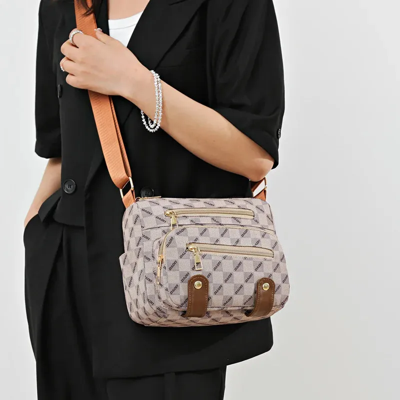 Vintage Design Checkered Eco-Leather Crossbody Bag