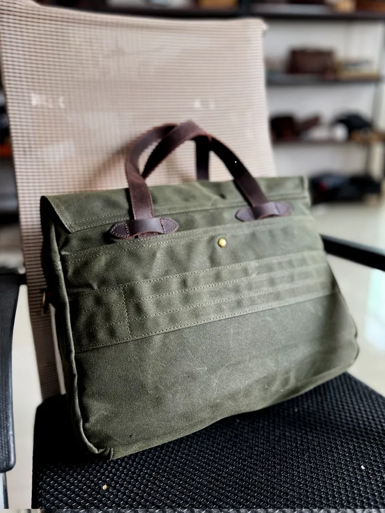 Waxed Canvas Briefcase for 15.6 inch Laptop