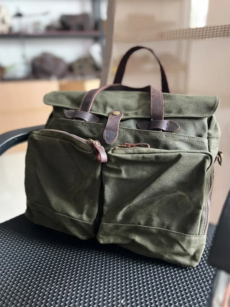 Waxed Canvas Briefcase for 15.6 inch Laptop