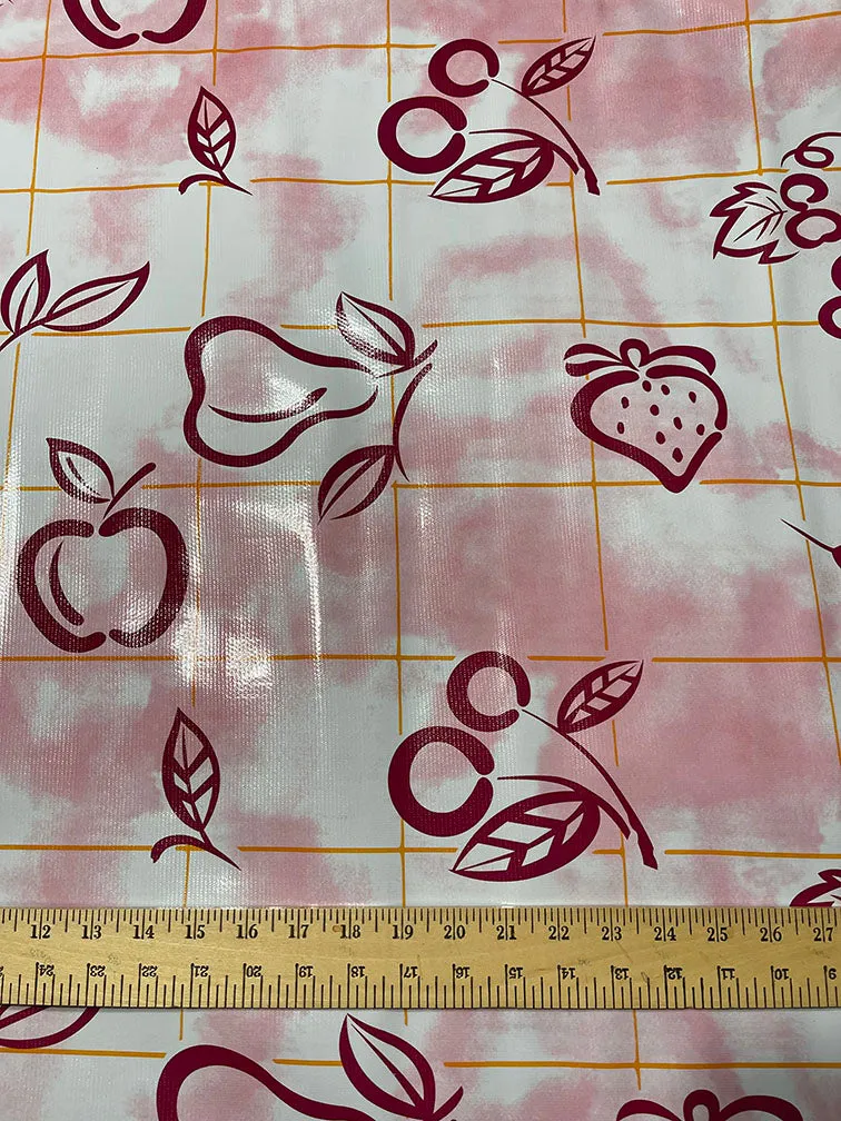 Wine Orange Check Oilcloth Fabric