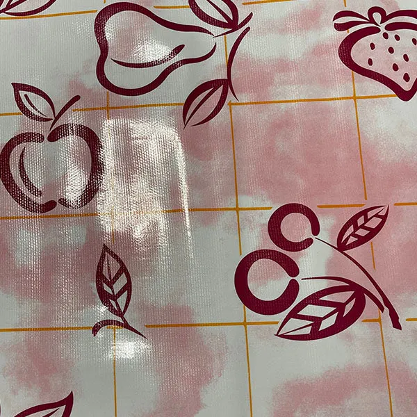 Wine Orange Check Oilcloth Fabric