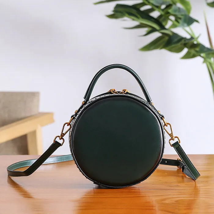 Women Circle Bag Leather Crossbody Bags Shoulder Bag Purses for Women