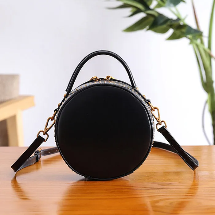 Women Circle Bag Leather Crossbody Bags Shoulder Bag Purses for Women