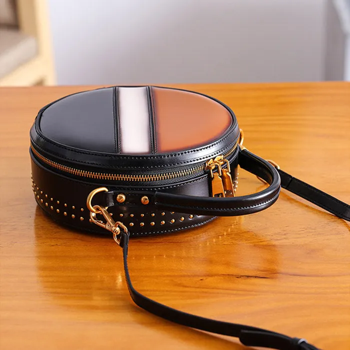 Women Circle Bag Leather Crossbody Bags Shoulder Bag Purses for Women