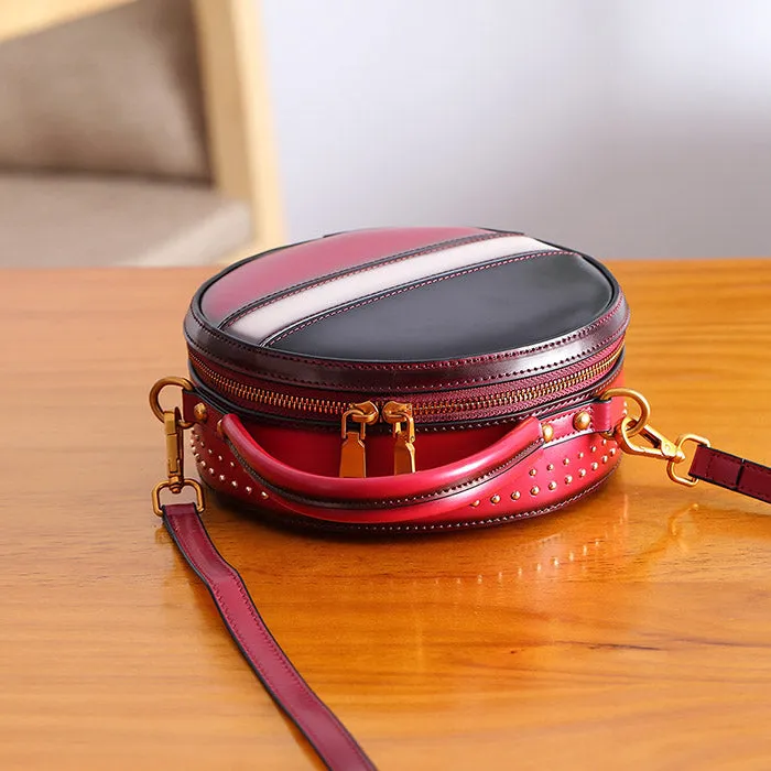 Women Circle Bag Leather Crossbody Bags Shoulder Bag Purses for Women