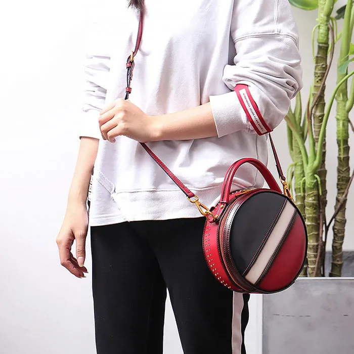 Women Circle Bag Leather Crossbody Bags Shoulder Bag Purses for Women