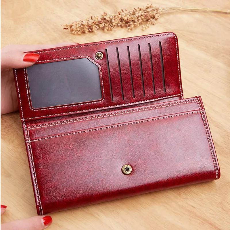 Women's Leather luxury Long Wallet