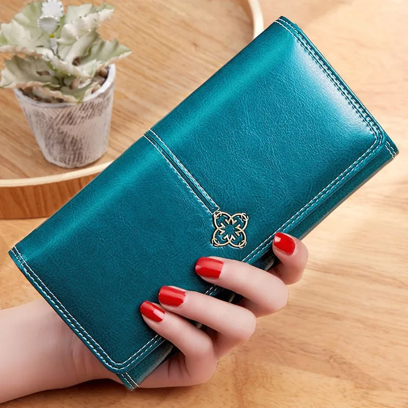 Women's Leather luxury Long Wallet