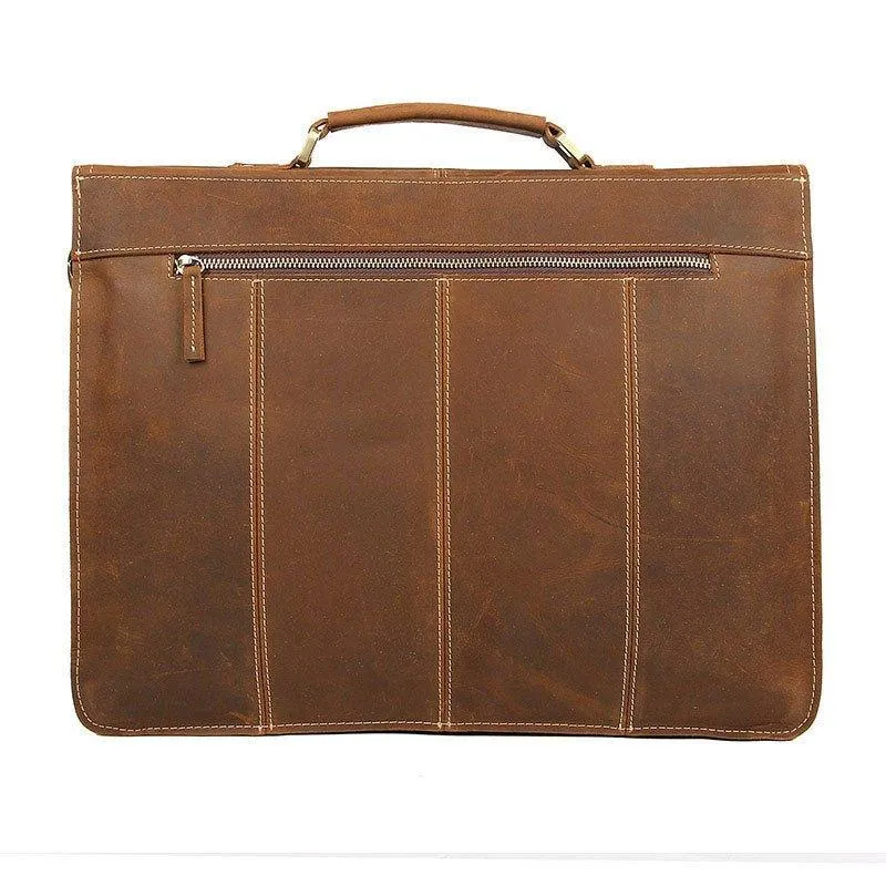 Woosir Leather Laptop Briefcase Mens for Work 15.6 Inch