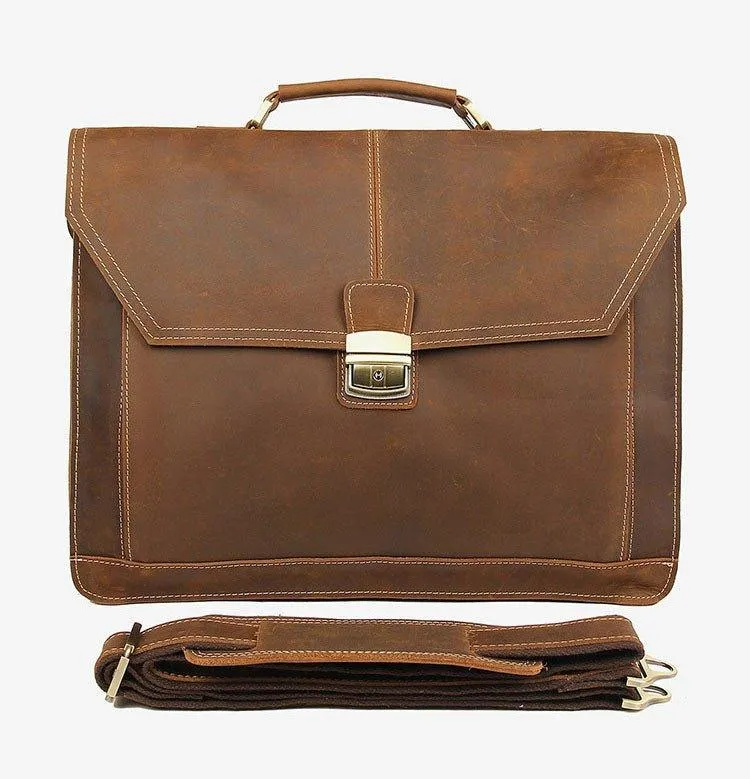 Woosir Leather Laptop Briefcase Mens for Work 15.6 Inch