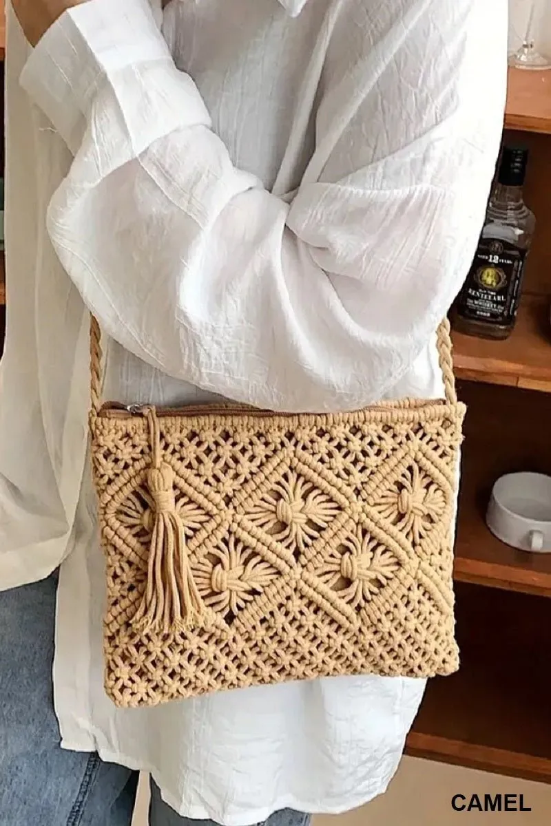 Woven Macrame Shoulder Purse Bag