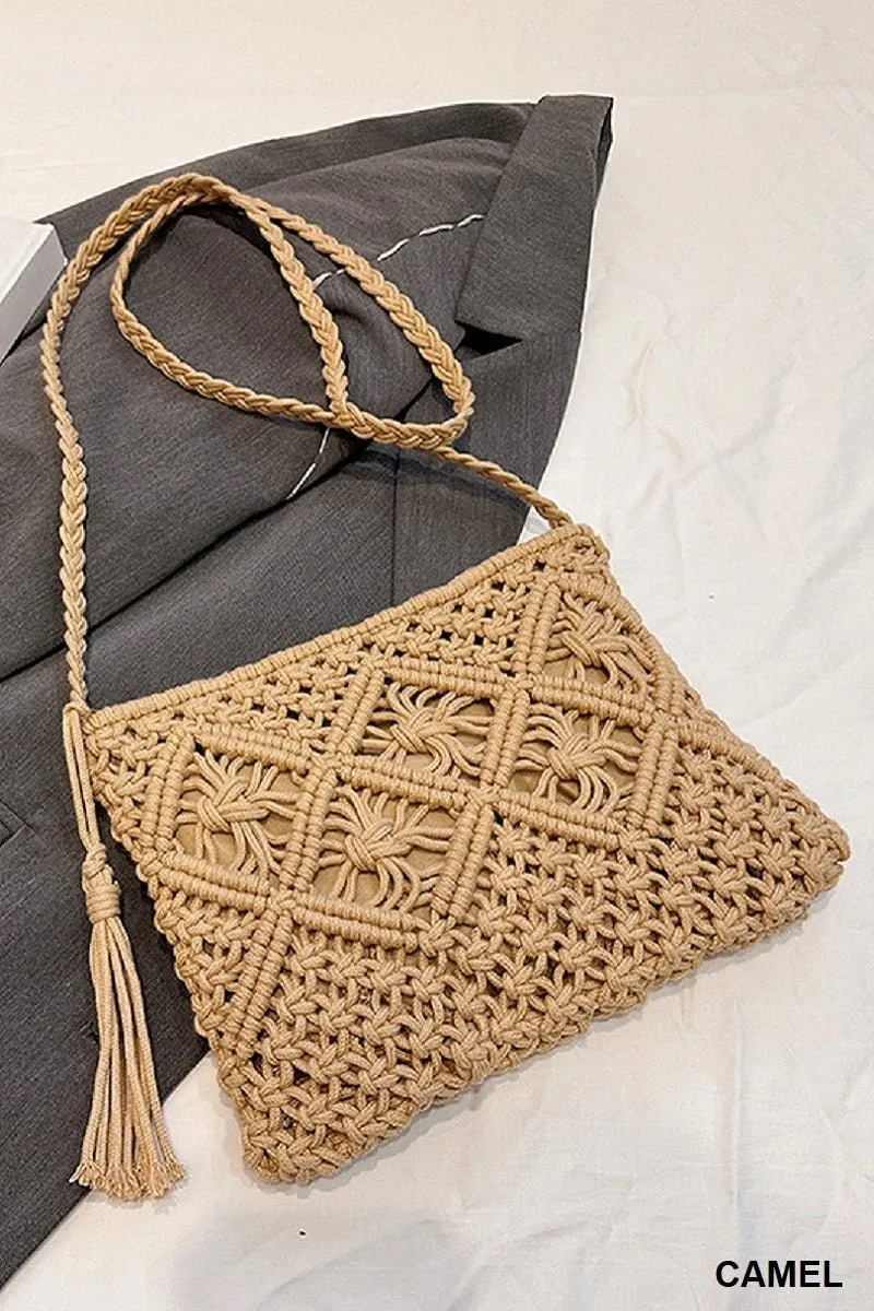 Woven Macrame Shoulder Purse Bag