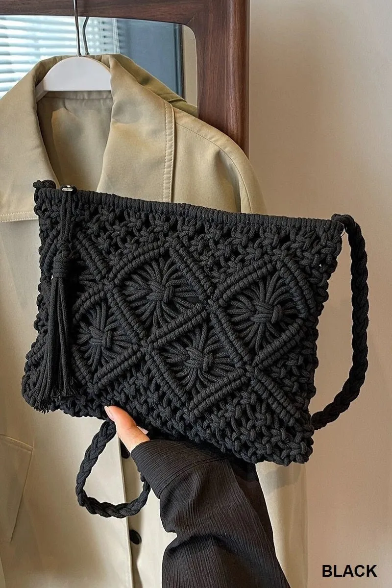 Woven Macrame Shoulder Purse Bag