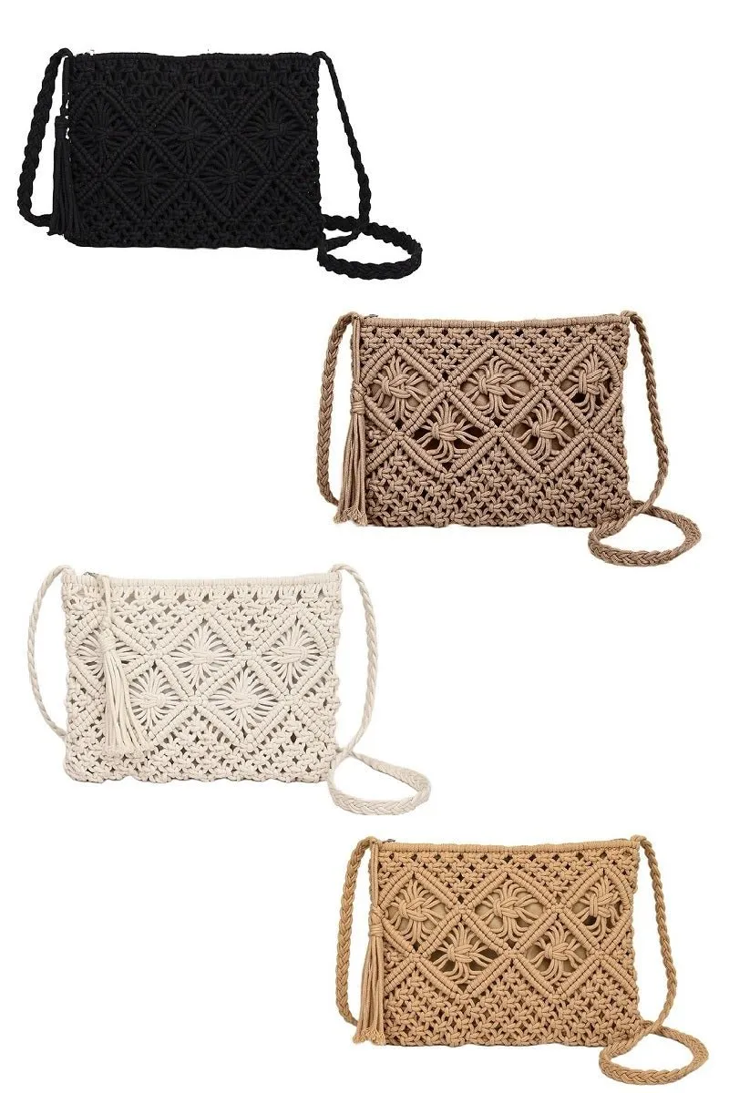 Woven Macrame Shoulder Purse Bag