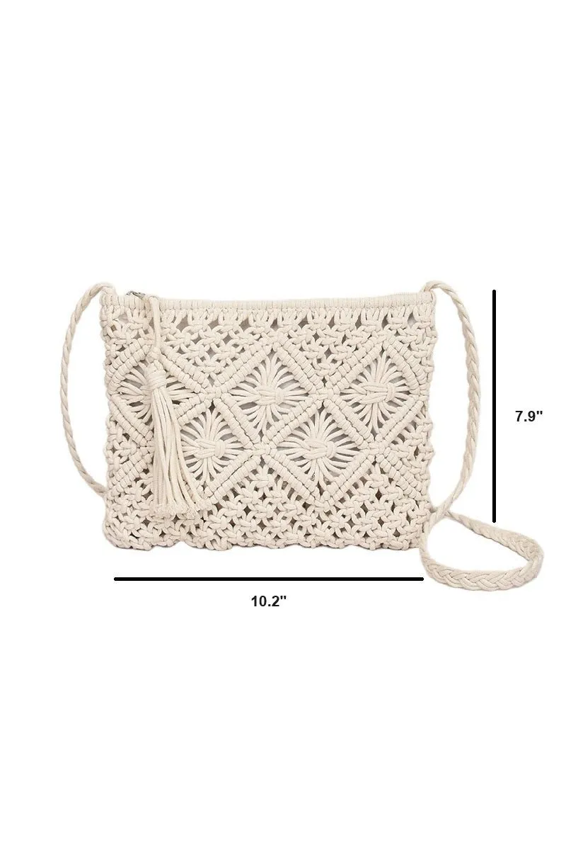 Woven Macrame Shoulder Purse Bag