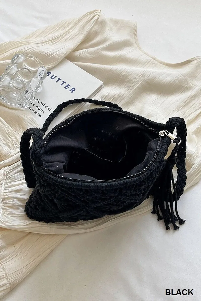 Woven Macrame Shoulder Purse Bag