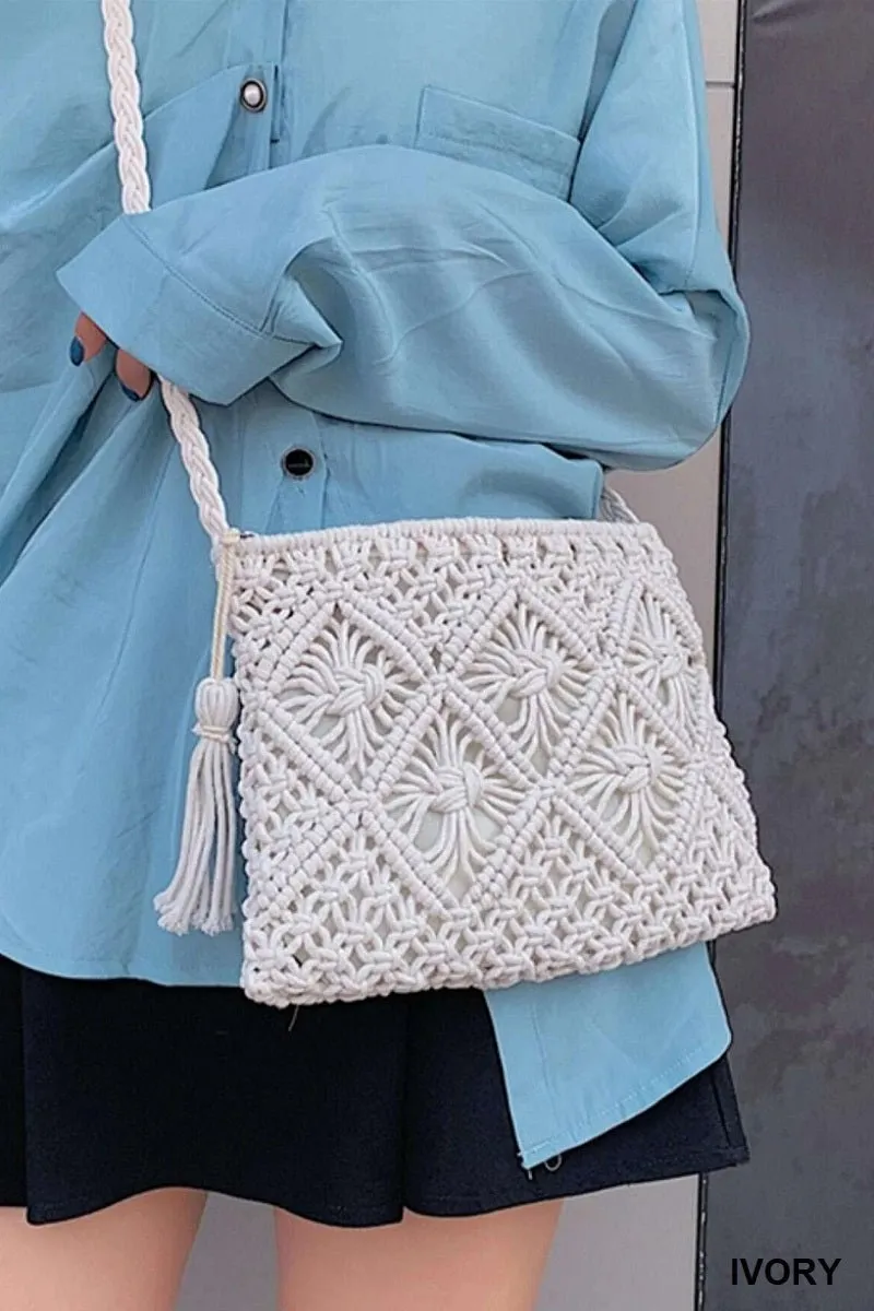 Woven Macrame Shoulder Purse Bag