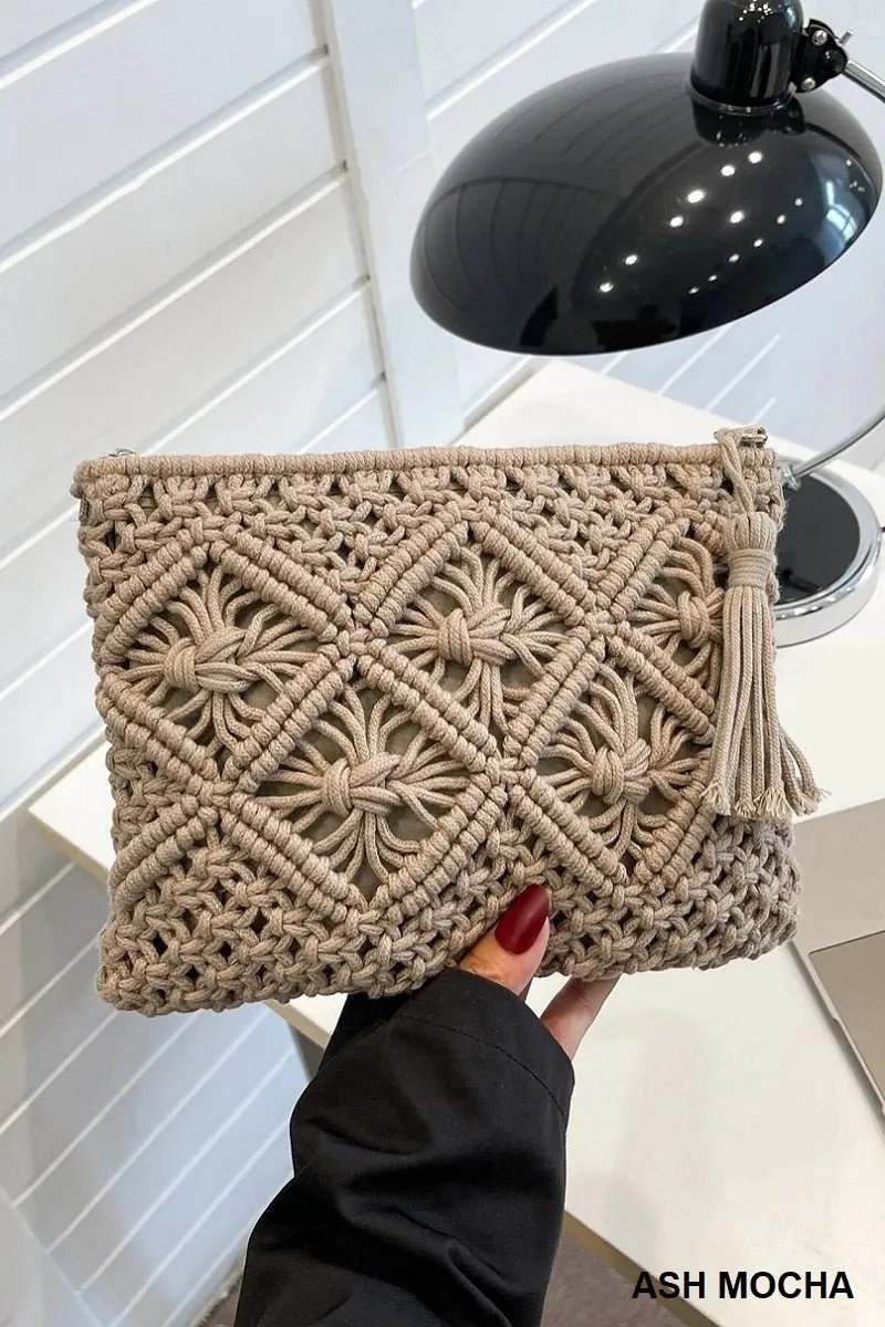 Woven Macrame Shoulder Purse Bag