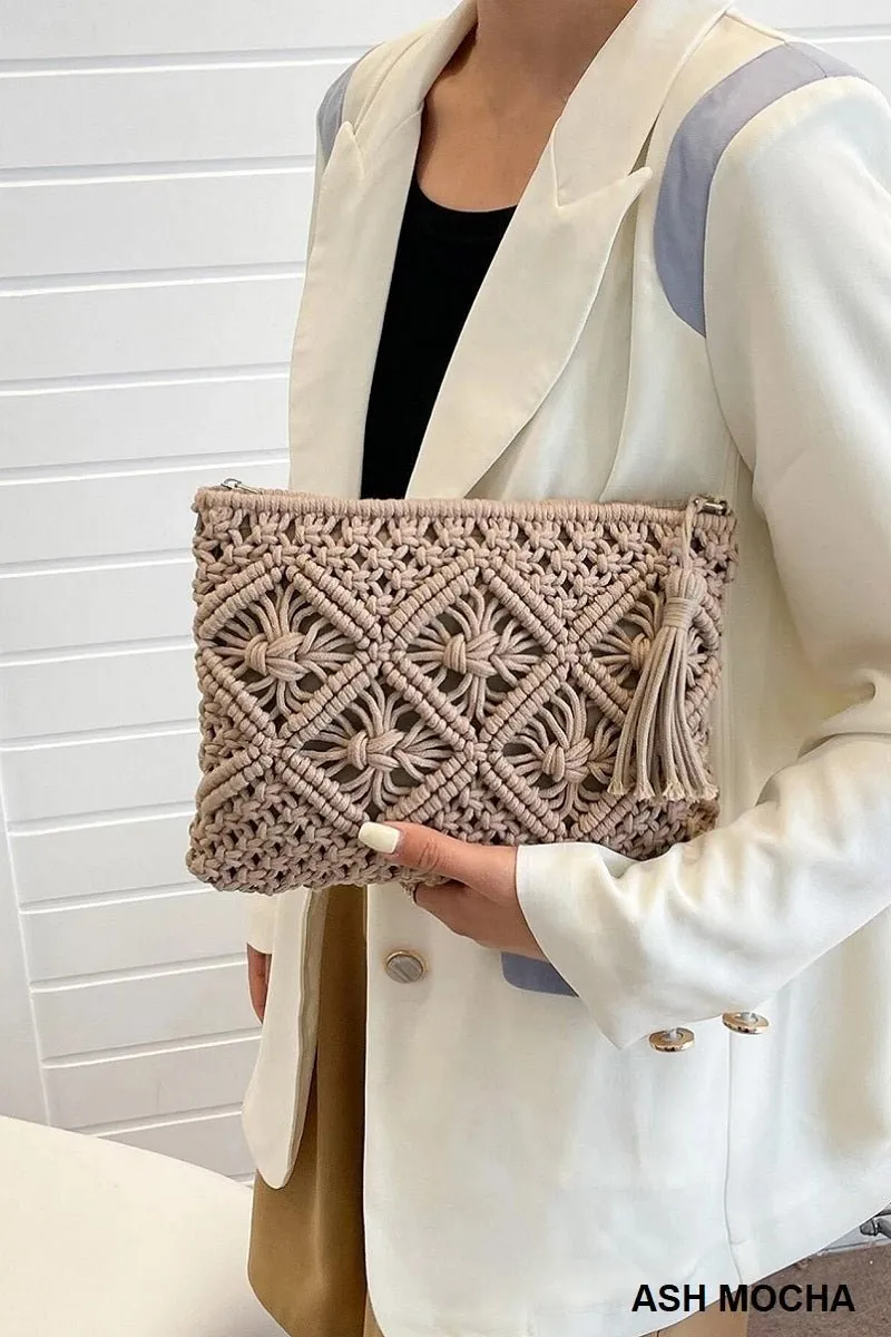 Woven Macrame Shoulder Purse Bag