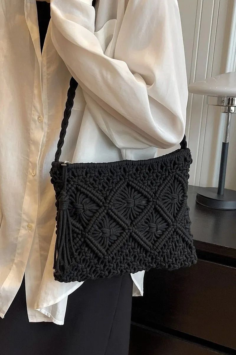 Woven Macrame Shoulder Purse Bag