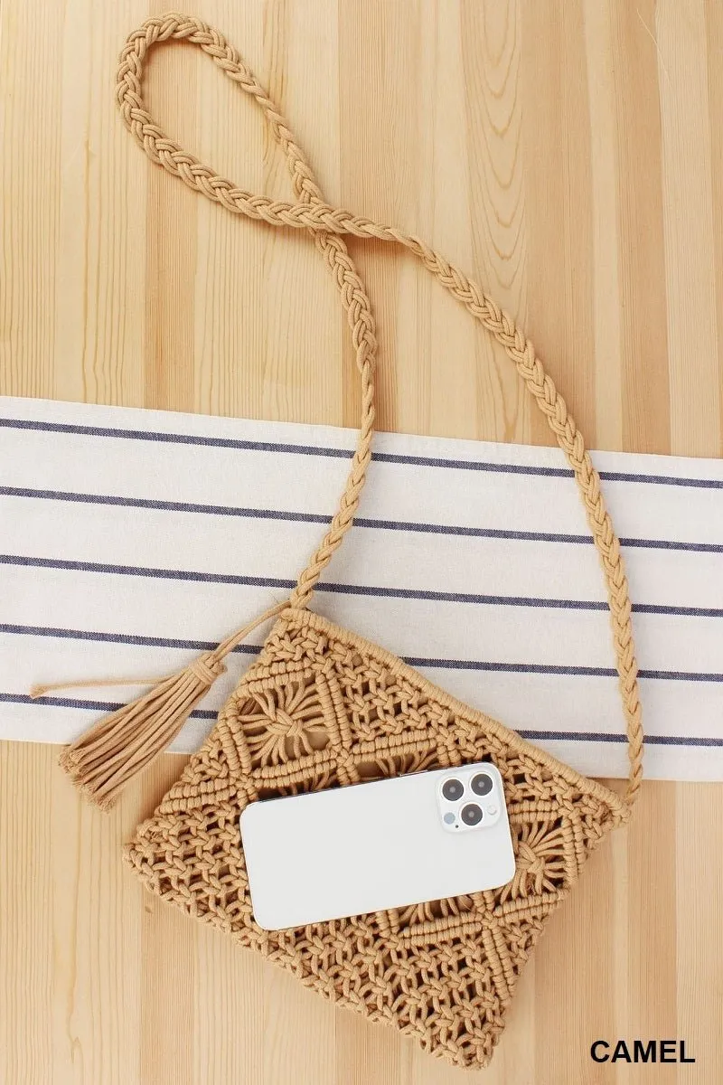 Woven Macrame Shoulder Purse Bag