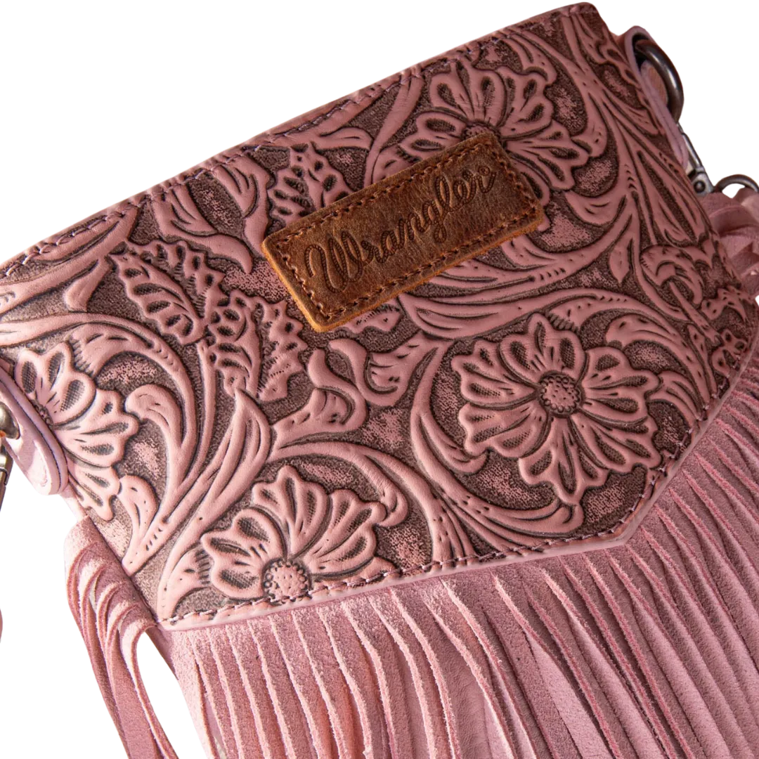 Wrangler Women's Embossed Fringe Peach Crossbody