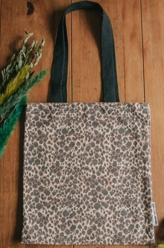 Xander Kostroma Cotton Canvas Leopard Print Shopper Tote Bag- 38 cm | Eco-Friendly Large Reusable Bag | Stylish and Durable Everyday Tote | Perfect for Shopping, Travel & Casual Outings