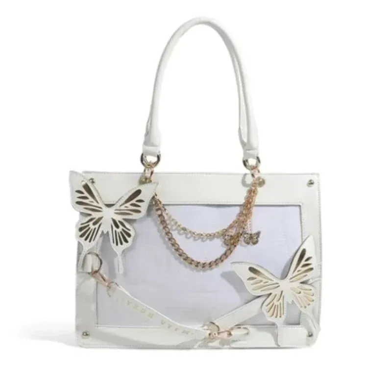 Y2K Transparent Spider Labyrinth Butterfly Letter Gothic Chain Web Bag